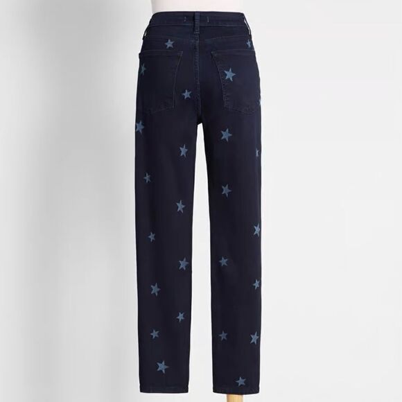 Warp + Weft MPX Milan High Rise Skinny Jeans Star Patterned Dark Blue 28 NWT - Picture 2 of 11